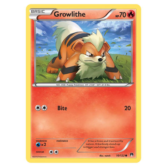 Pokemon - XY - Breakpoint - Growlithe - 10/122 (Reverse Holo)