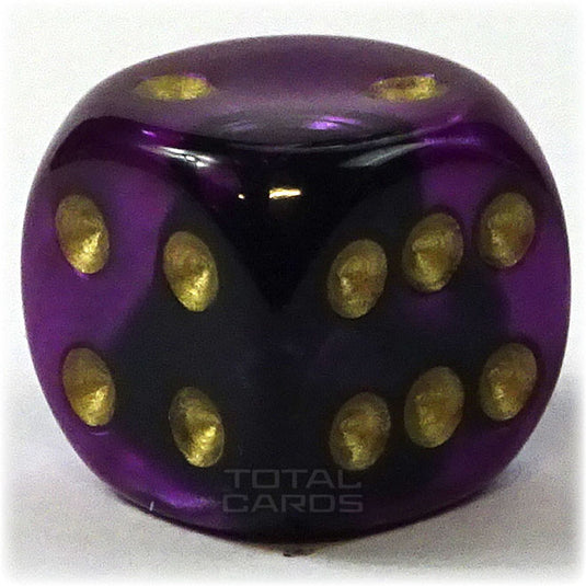 Chessex - Gemini 16mm D6 w/pips - Black-Purple w/Gold