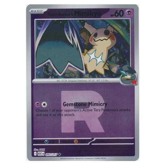 Pokemon - Mega Evolution - Ascended Heroes - Ball & Rocket Reverse Holo - Team Rocket's Mimikyu - 097/217