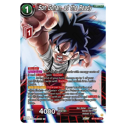 Dragon Ball Super - Fighter's Ambition - Son Gohan, at the Ready - BT19-005