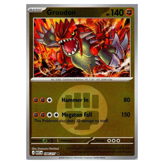 Pokemon - Mega Evolution - Ascended Heroes - Energy Reverse Holo - Groudon - 108/217