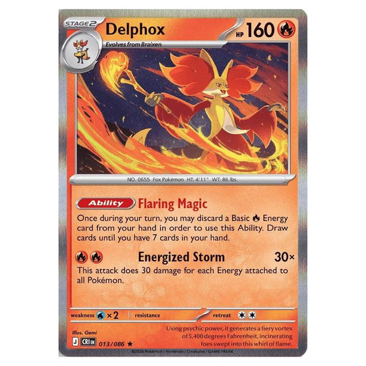 Pokemon - Mega Evolution - Chaos Rising - Delphox - 013/086 (Reverse H Pokemon - Mega Evolution - Chaos Rising - Delphox - 013/086 (Reverse H