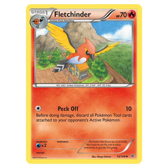 Pokemon - XY - Roaring Skies - Fletchinder - 14/108 (Reverse Holo)