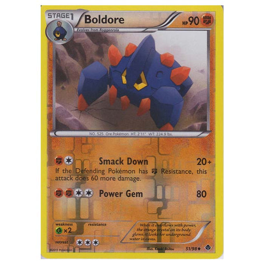 Pokemon - Black & White - Emerging Powers - (Reverse Holo) - Boldore 51/98