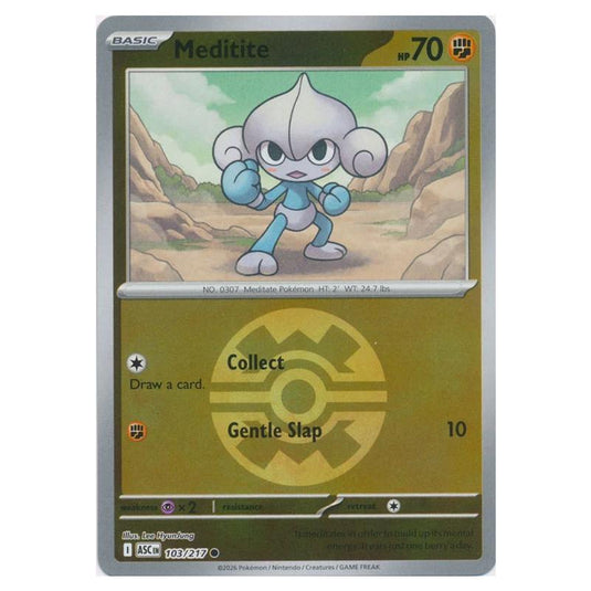 Pokemon - Mega Evolution - Ascended Heroes - Ball & Rocket Reverse Holo - Meditite - 103/217