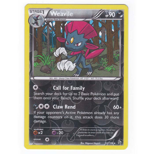 Pokemon - XY - Flashfire - (Reverse Holo) Weavile - 52/106