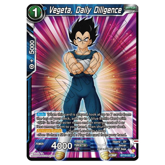 Dragon Ball Super - Fighter's Ambition - Vegeta, Daily Diligence - BT19-057