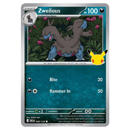 Pokemon - 30th Celebration - Zweilous - 098/128