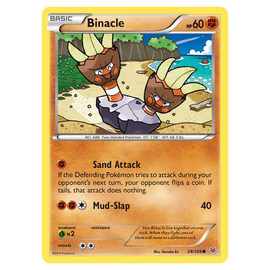 Pokemon - XY - Roaring Skies - Binacle - 38/108 (Reverse Holo)