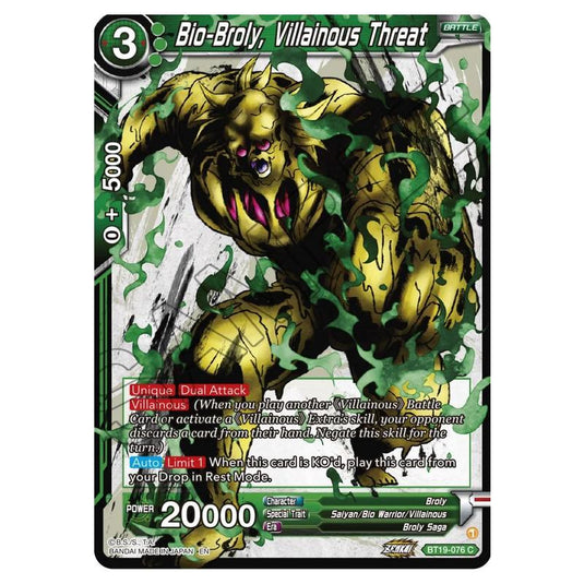 Dragon Ball Super - Fighter's Ambition - Bio-Broly, Villainous Threat - BT19-076