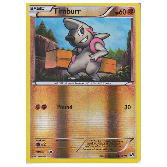 Pokemon - Black & White - (Reverse Holo) Timburr 58/114