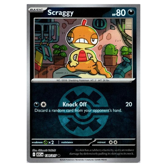 Pokemon - Mega Evolution - Ascended Heroes - Ball & Rocket Reverse Holo - Scraggy - 134/217