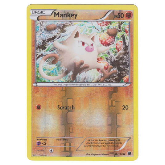 Pokemon - Black & White - Plasma Freeze - (Reverse Holo) Mankey - 59/116