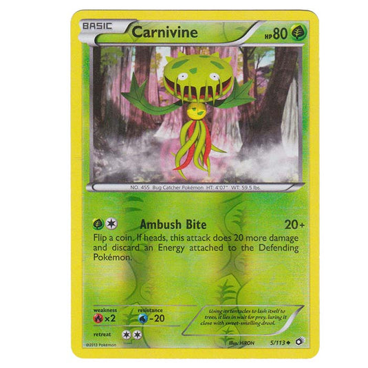 Pokemon - Black & White - Legendary Treasures - (Reverse Holo) Carnivine - 5/113