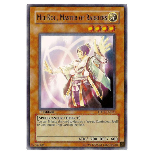 Yu-Gi-Oh! - Force of the Breaker - Mei-Kou, Master of Barriers (Common) FOTB-EN025