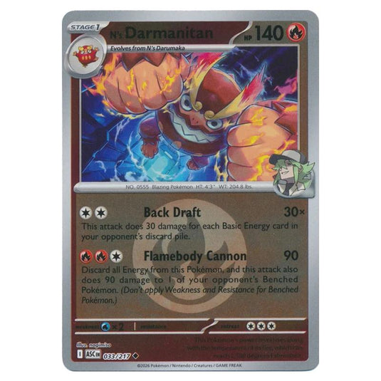 Pokemon - Mega Evolution - Ascended Heroes - Energy Reverse Holo - N's Darmanitan - 033/217