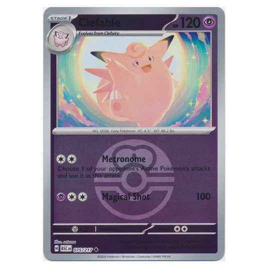 Pokemon - Mega Evolution - Ascended Heroes - Ball & Rocket Reverse Holo - Clefable - 075/217