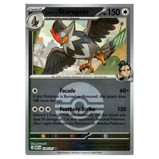 Pokemon - Mega Evolution - Ascended Heroes - Ball & Rocket Reverse Holo - Larry's Staraptor - 170/217