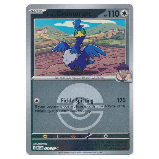 Pokemon - Mega Evolution - Ascended Heroes - Ball & Rocket Reverse Holo - Hop's Cramorant - 177/217