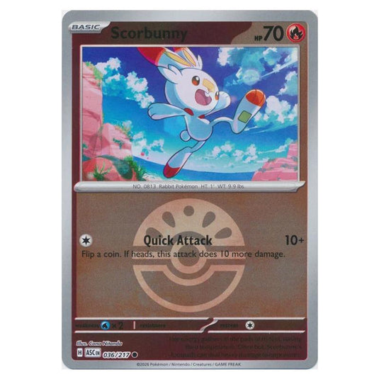 Pokemon - Mega Evolution - Ascended Heroes - Ball & Rocket Reverse Holo - Scorbunny - 036/217