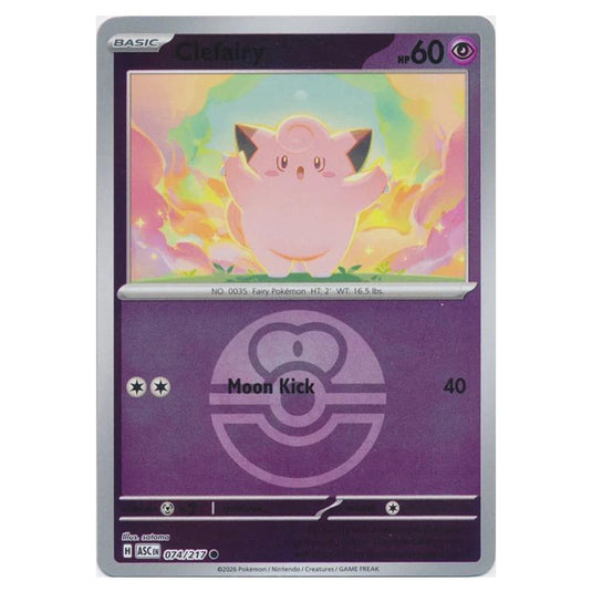 Pokemon - Mega Evolution - Ascended Heroes - Ball & Rocket Reverse Holo - Clefairy - 074/217