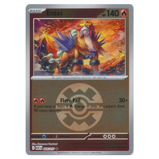 Pokemon - Mega Evolution - Ascended Heroes - Ball & Rocket Reverse Holo - Entei - 025/217