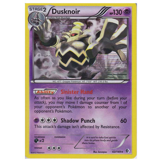 Pokemon - Black & White - Boundaries Crossed - Dusknoir 63/149