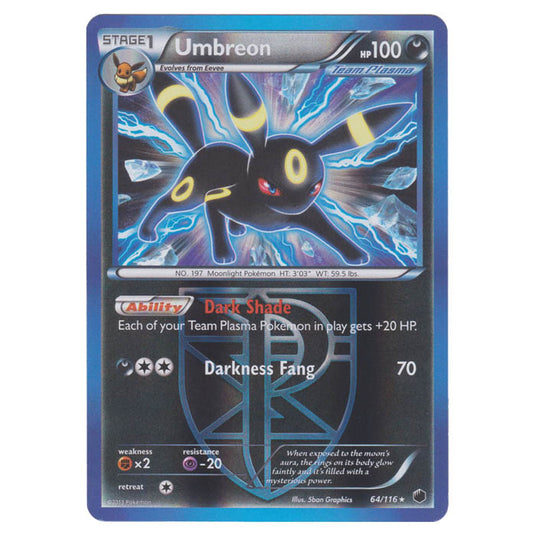 Pokemon - Black & White - Plasma Freeze - (Reverse Holo) Umbreon - 64/116