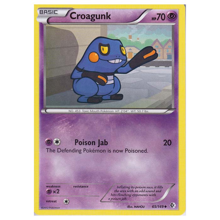 Croegunk Pokemon - Black & White - Boundaries Crossed - Croagunk 65/149