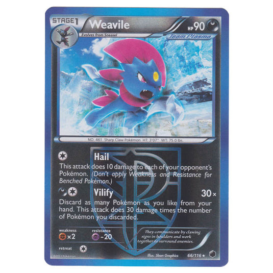 Pokemon - Black & White - Plasma Freeze - (Reverse Holo) Weavile - 66/116