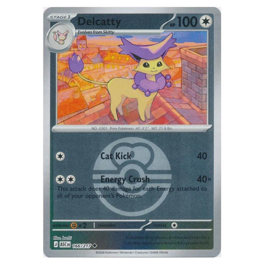 Pokemon - Mega Evolution - Ascended Heroes - Ball & Rocket Reverse Holo - Delcatty - 166/217