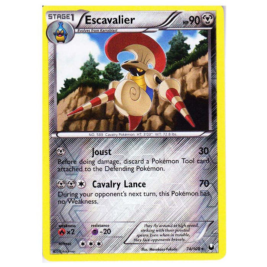 Pokemon - Black & White - Dark Explorers - (Reverse Holo) Escavalier - 74/108