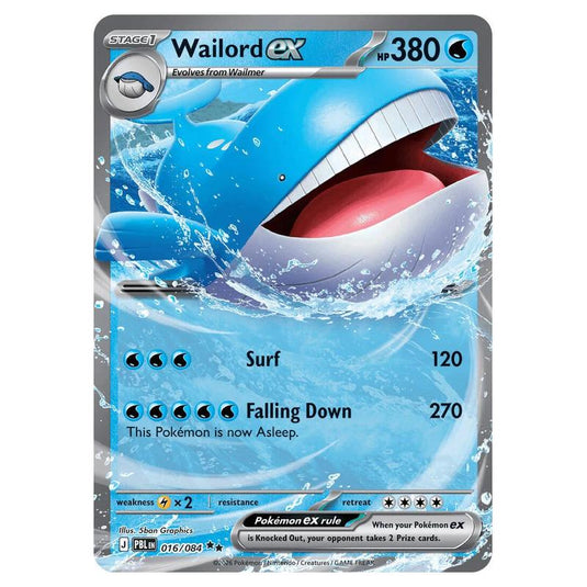 Pokemon - Mega Evolution - Pitch Black - Wailord ex - 016/084