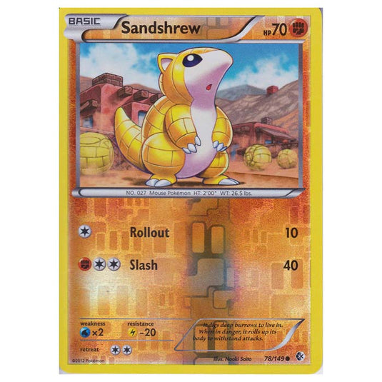 Pokemon - Black & White - Boundaries Crossed (Reverse Holo) - Sandshrew 78/149