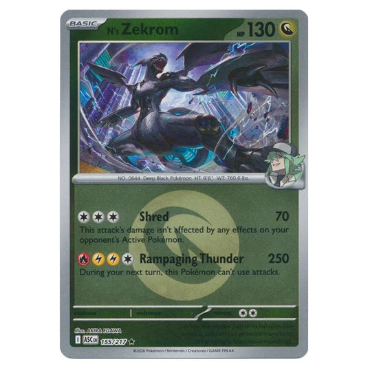 Pokemon - Mega Evolution - Ascended Heroes - Energy Reverse Holo - N's Zekrom - 155/217
