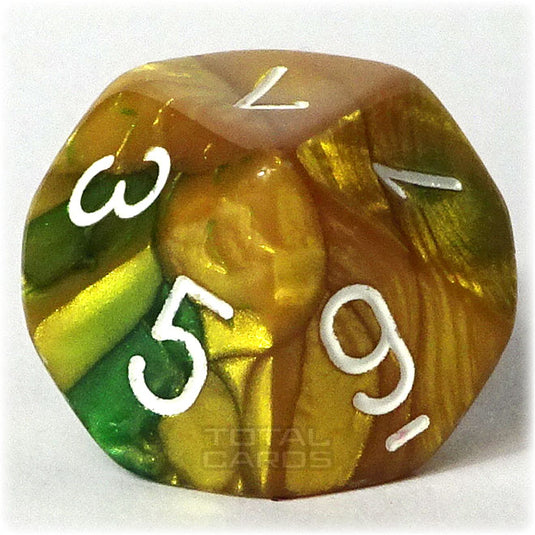 Chessex - Gemini 16mm D10 - Gold-Green w/White