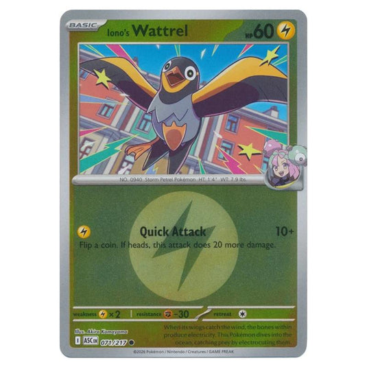 Pokemon - Mega Evolution - Ascended Heroes - Energy Reverse Holo - Iono's Wattrel - 071/217
