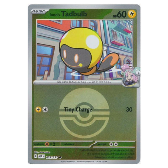 Pokemon - Mega Evolution - Ascended Heroes - Ball & Rocket Reverse Holo - Iono's Tadbulb - 069/217