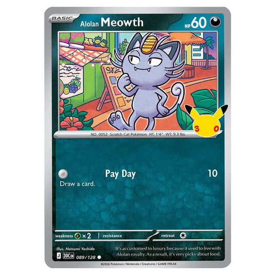 Pokemon - 30th Celebration - Alolan Meowth - 089/128