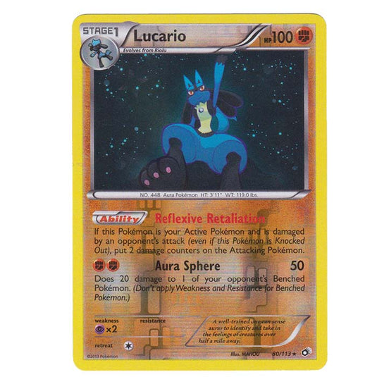 Pokemon - Black & White - Legendary Treasures - (Reverse Holo) Lucario - 80/113