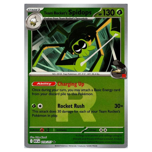 Pokemon - Mega Evolution - Ascended Heroes - Ball & Rocket Reverse Holo - Team Rocket's Spidops - 019/217