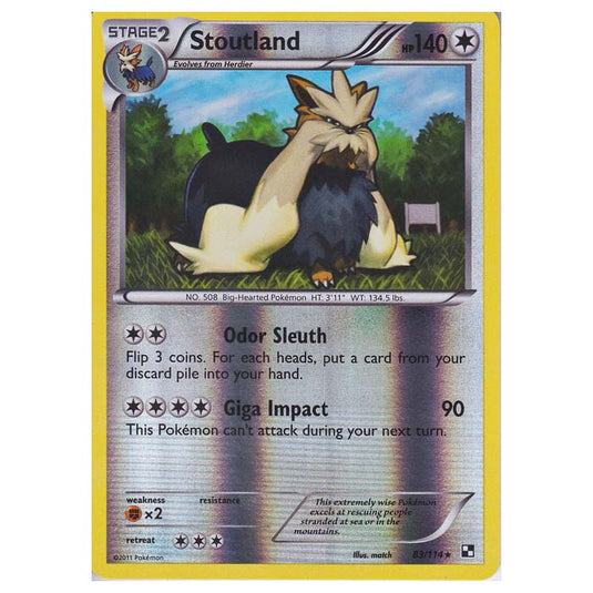 Pokemon - Black & White - (Reverse Holo) Stoutland 83/114