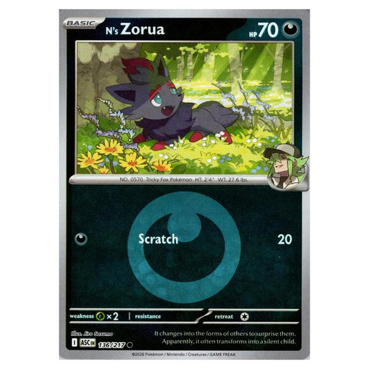 Pokemon - Mega Evolution - Ascended Heroes - Energy Reverse Holo - N's Zorua - 136/217
