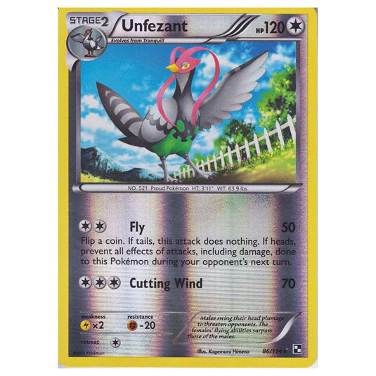 Pokemon - Black & White - (Reverse Holo) Unfezant 86/114