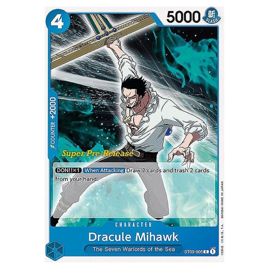 One Piece - ST-03: Starter Deck - The Seven Warlords of the Sea - Super Pre-Release - Dracule Mihawk - ST03-005p