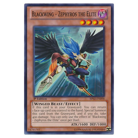 Yu-Gi-Oh! - Battle Pack 2 - War of the Giants - Blackwing - Zephyros the Elite (Common) BP02-EN098