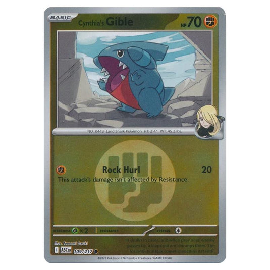 Pokemon - Mega Evolution - Ascended Heroes - Energy Reverse Holo - Cynthia's Gible - 109/217