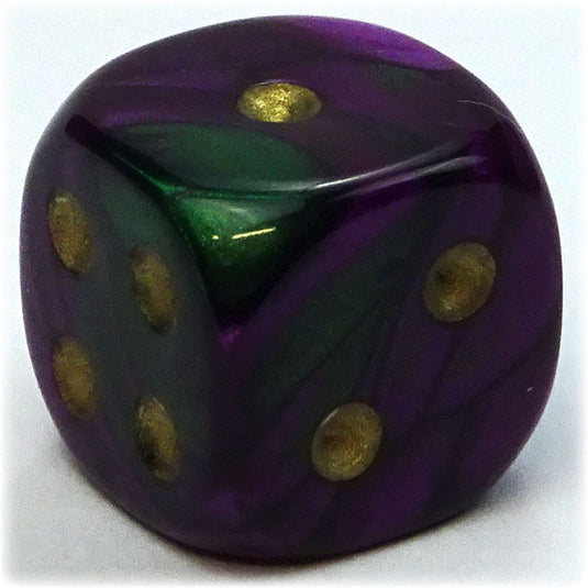 Chessex - Gemini 12mm D6 - Green-Purple w/Gold