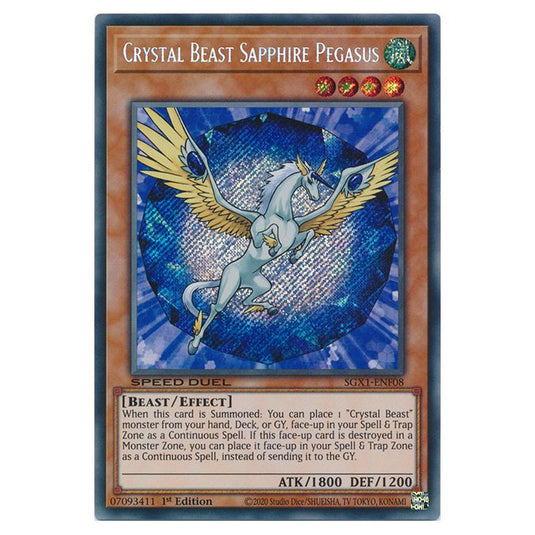 Yu-Gi-Oh! - Speed Duel GX - Duel Academy Box - Crystal Beast Sapphire Pegasus (Secret Rare) SGX1-ENF08