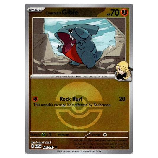 Pokemon - Mega Evolution - Ascended Heroes - Ball & Rocket Reverse Holo - Cynthia's Gible - 109/217